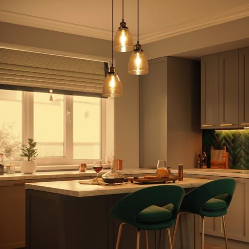 Jolof Store 3-Light Vintage Glass Pendant Light – Cognac Industrial Lamp