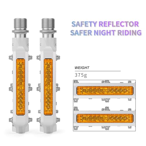 GEWAGE Aluminum Bike Pedals - 3 Sealed Bearings & Reflective Strips