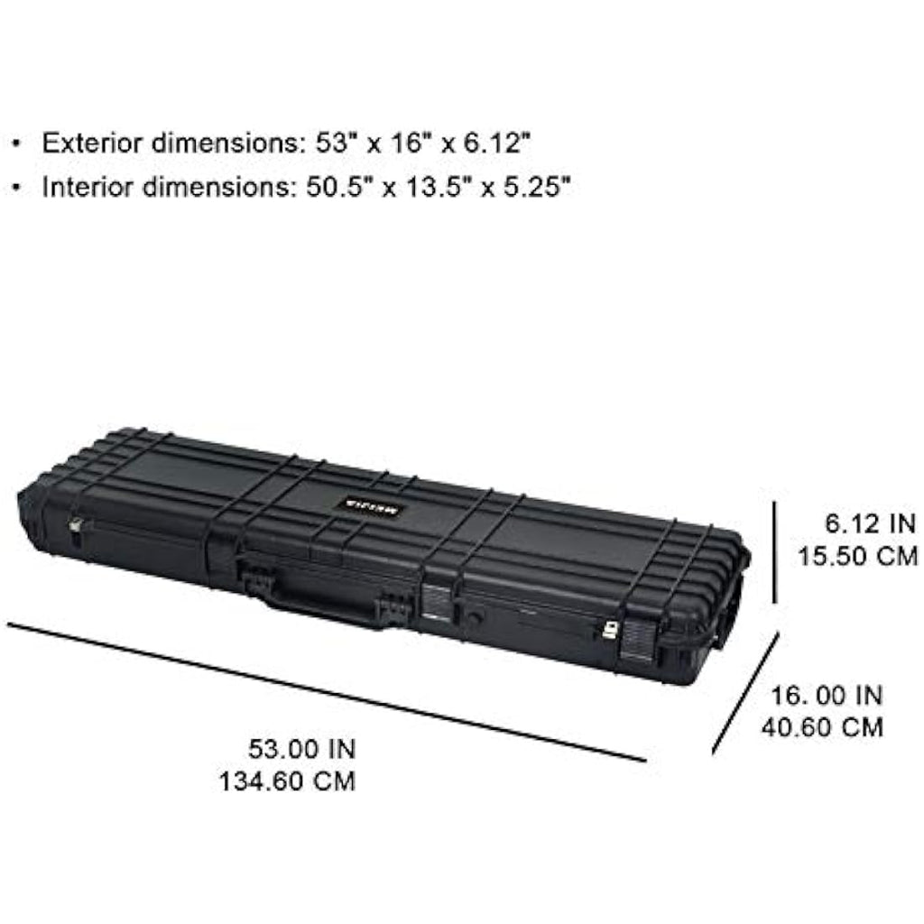 MEIJIA Waterproof Rolling Hard Rifle Case with Customizable Foam