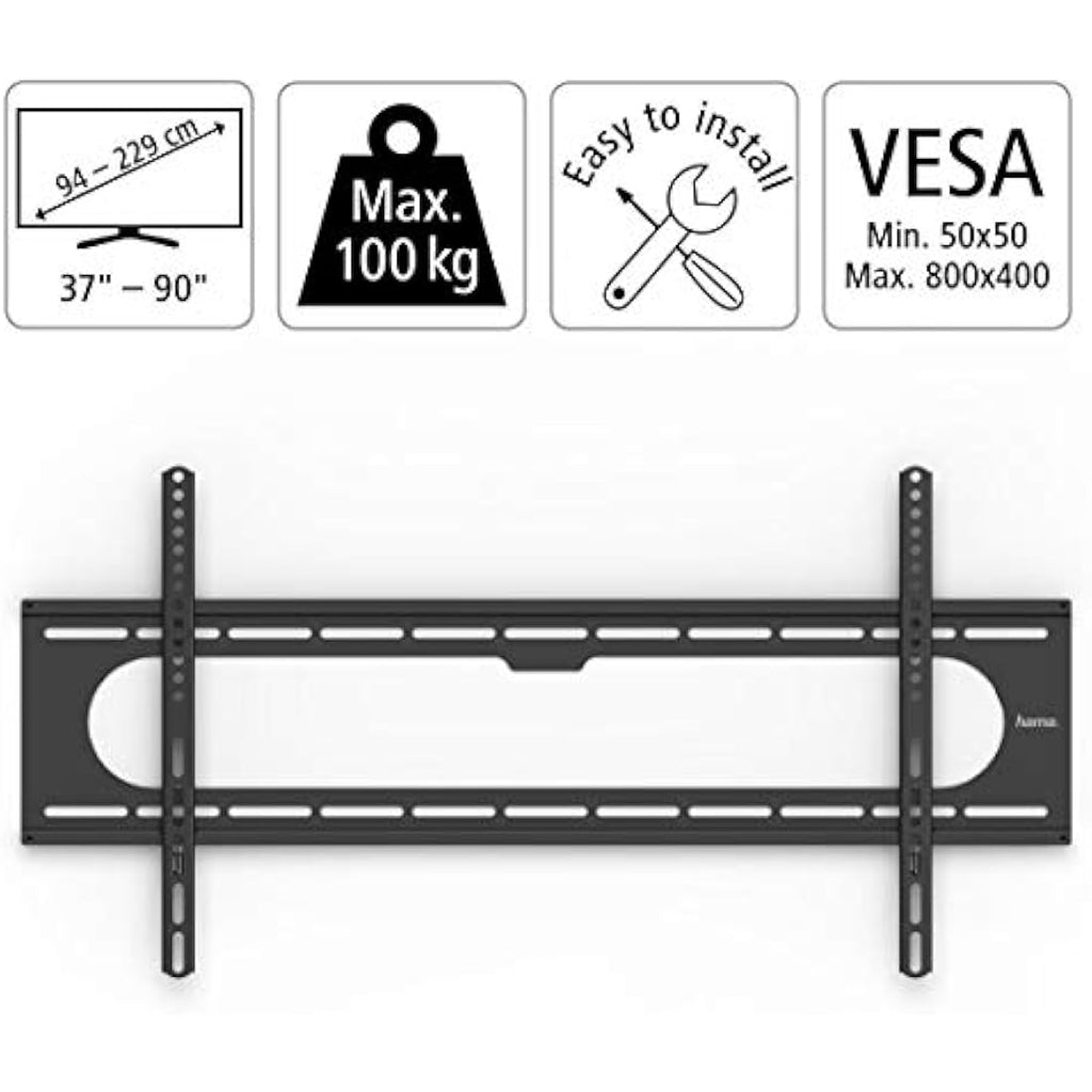 Hama Strong TV Wall Bracket | Heavy Duty Steel Mount for 37-90" TVs