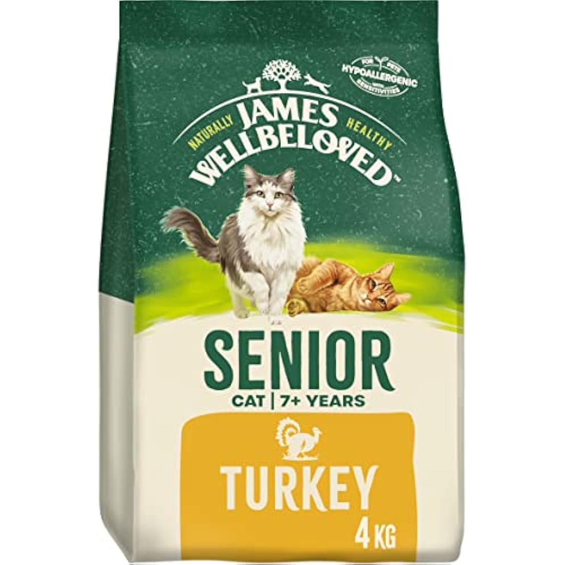 James Wellbeloved Senior Turkey Hypoallergenic Dry Cat Food - 4kg