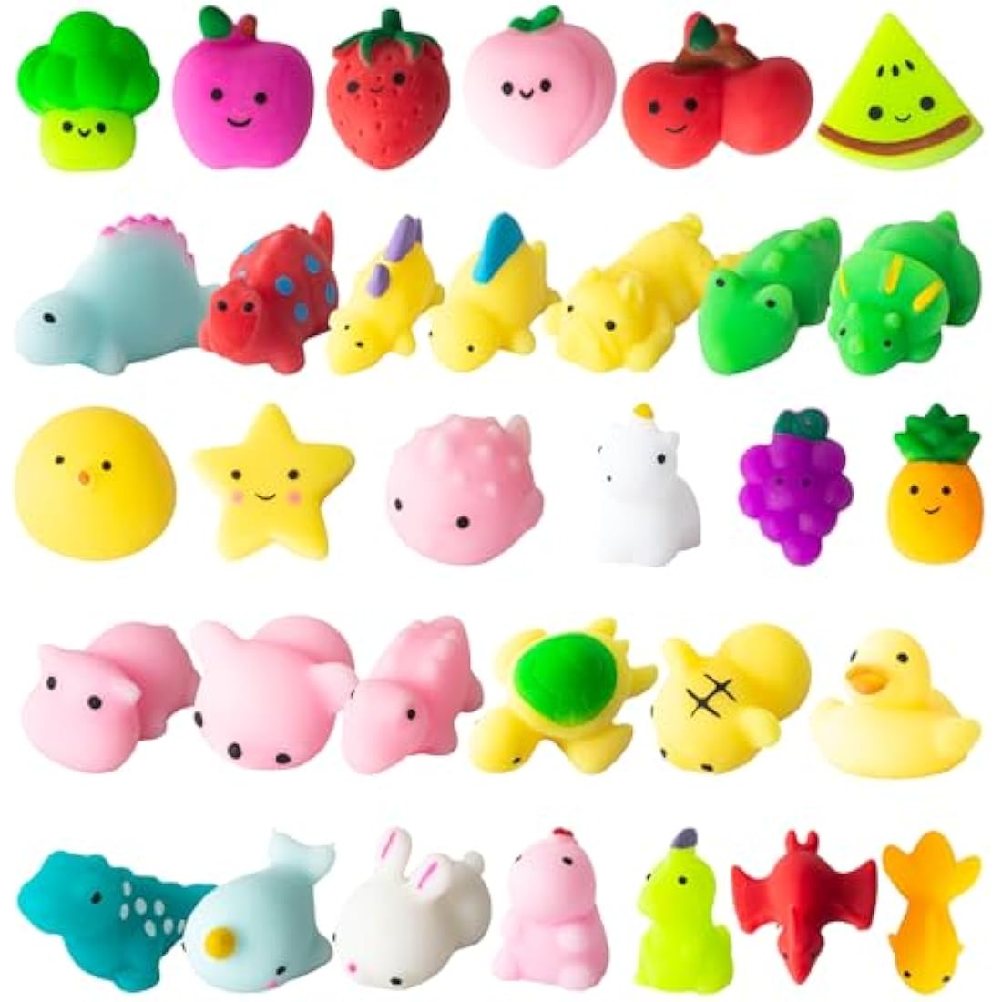 Jolof Store 32Pcs Mochi Squishy Toys – Animal & Dinosaur Fidget Pack