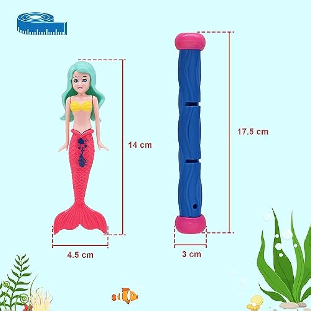 TOPWAYS Pool Diving Toy Set – 8 Piece Mermaid & Torpedo Training Toys