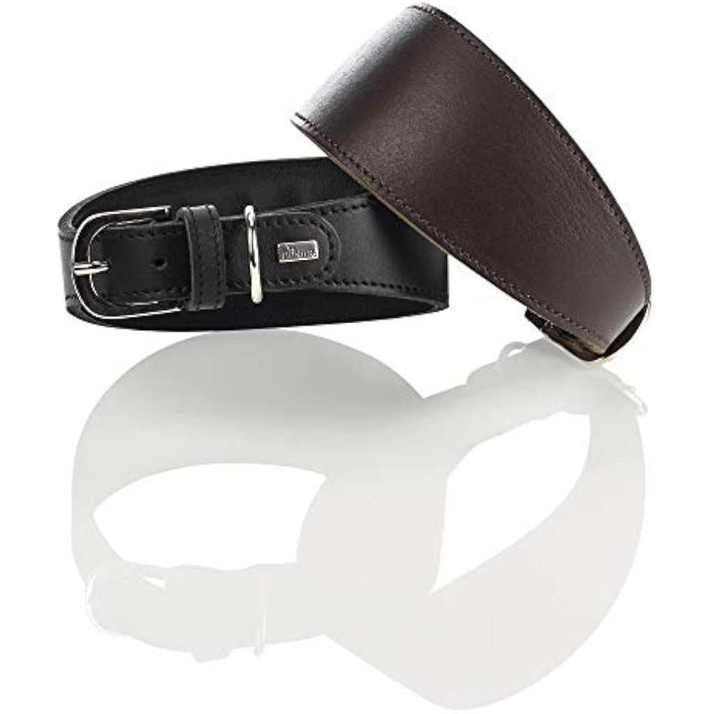 Hunter Greyhound Leather Dog Collar – Padded Dark Brown (XS-S)