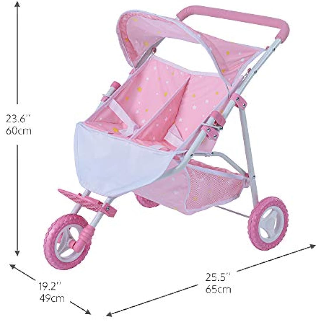 Olivia's Little World Twin Baby Doll Stroller – Pink Stars Pram