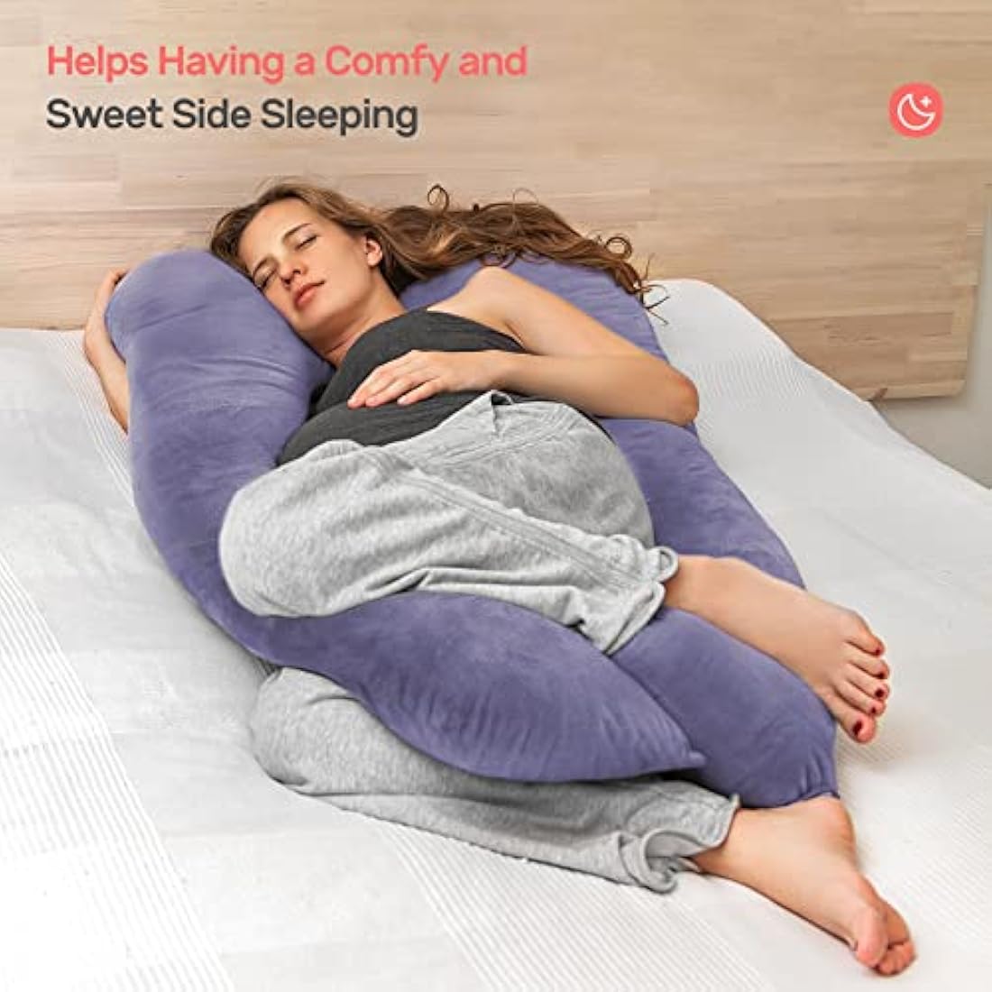 Nuliie U-Shaped Pregnancy Pillow | Full Body Maternity Support – Purple