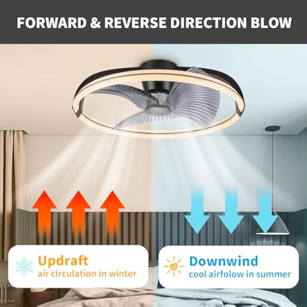 BKZO 73cm LED Ceiling Fan Light | 6-Speed Stepless Dimming Modern Fan