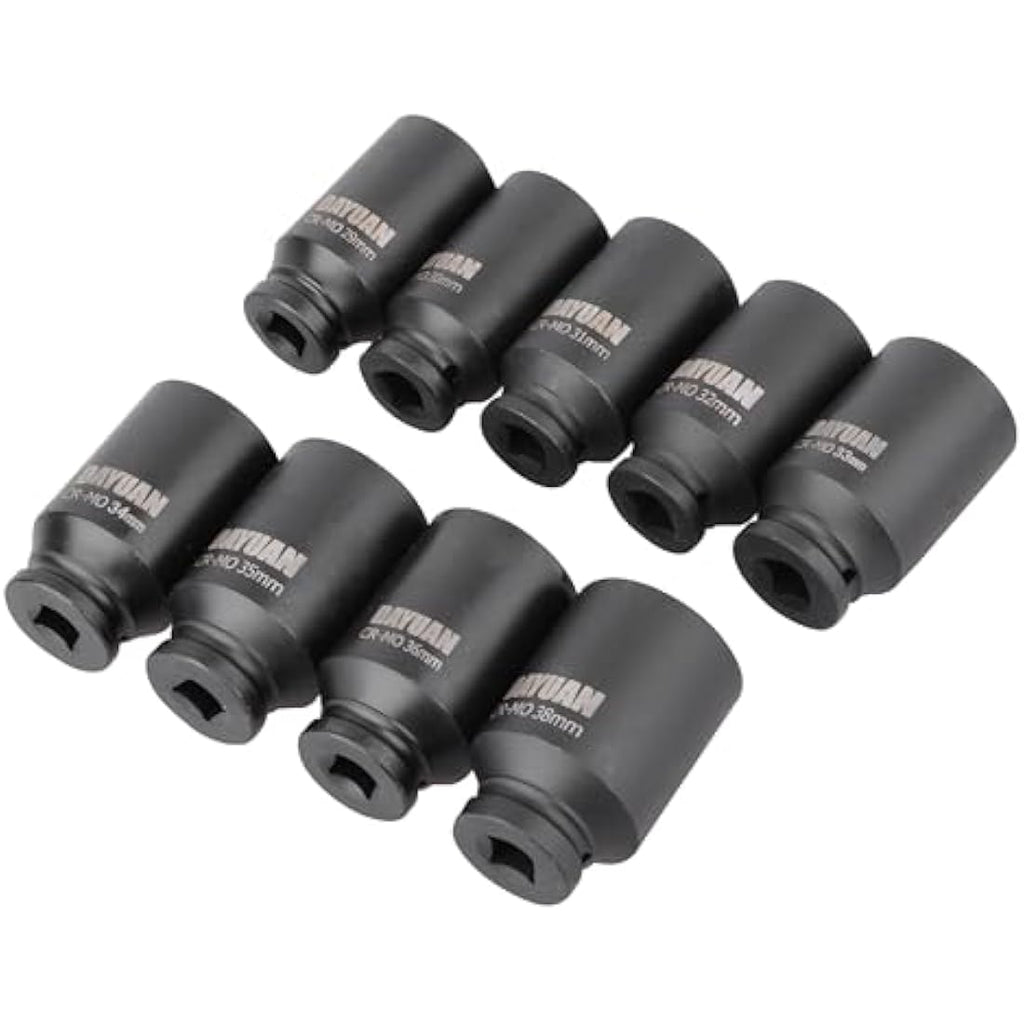 9-Piece Axle Hub Nut Impact Socket Set | 1/2" Drive 29-38mm
