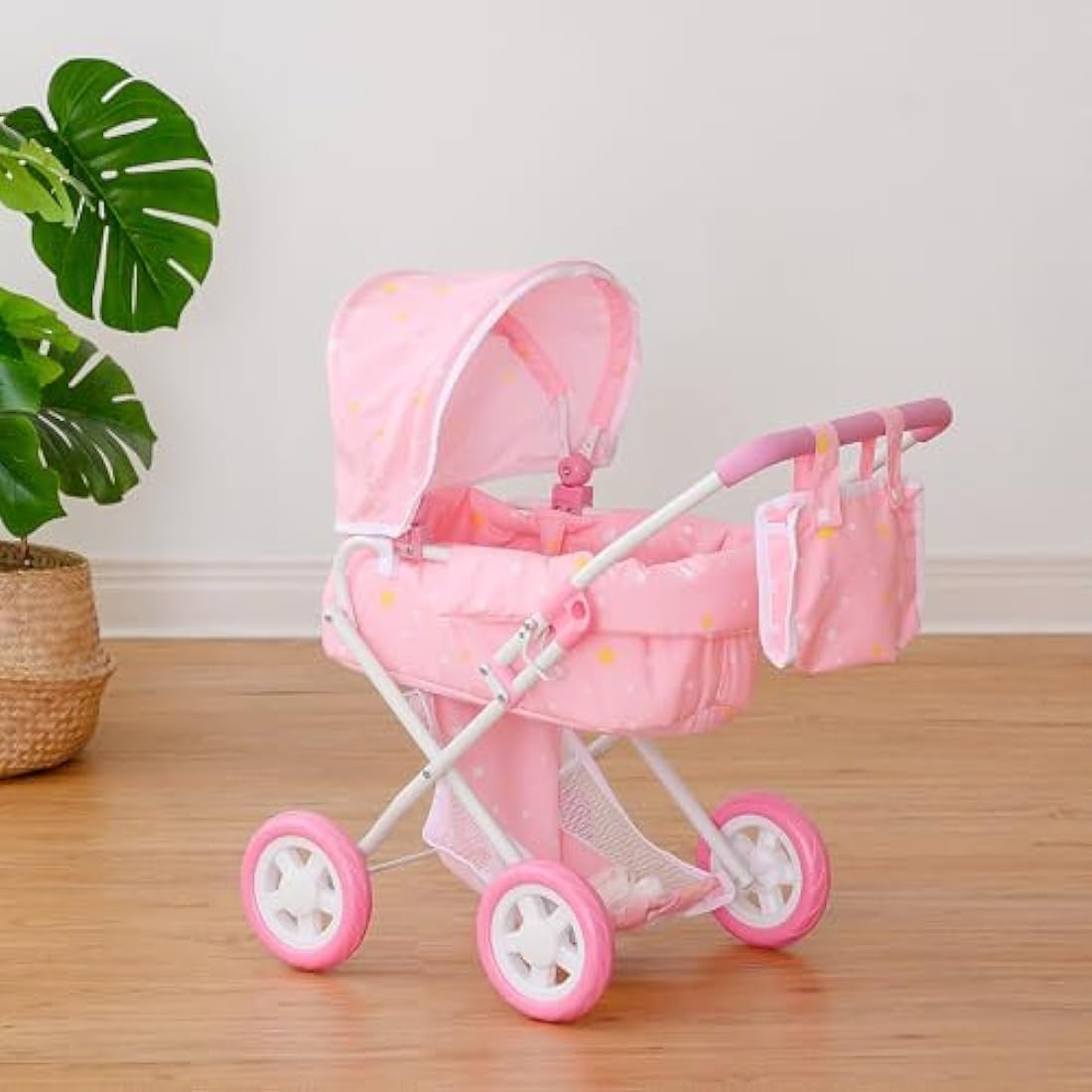 Olivia's Little World 2-in-1 Baby Doll Stroller Pram | Pink Stars
