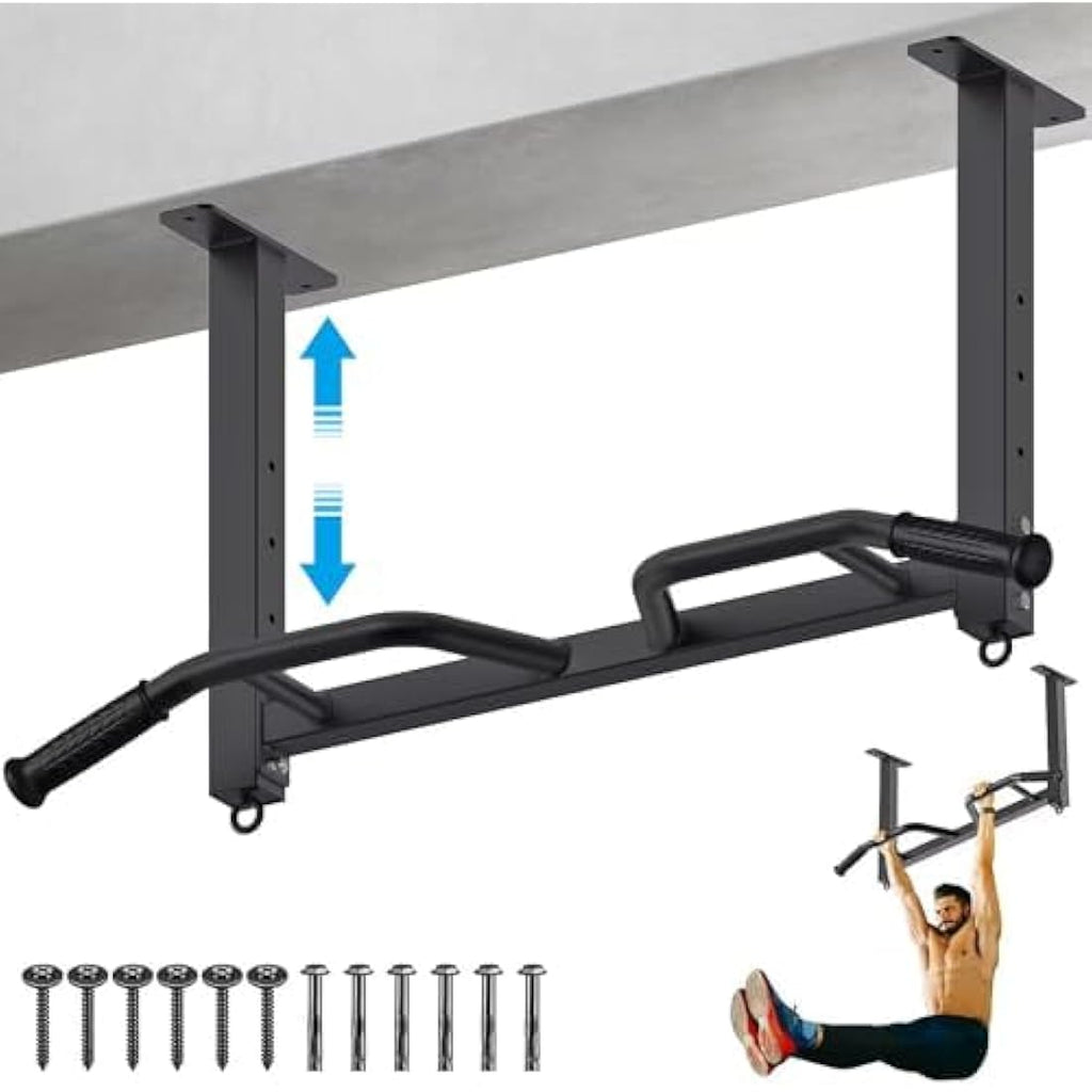 Kipika Ceiling Mounted Pull Up Bar – Adjustable Heavy Duty Chin Up Bar