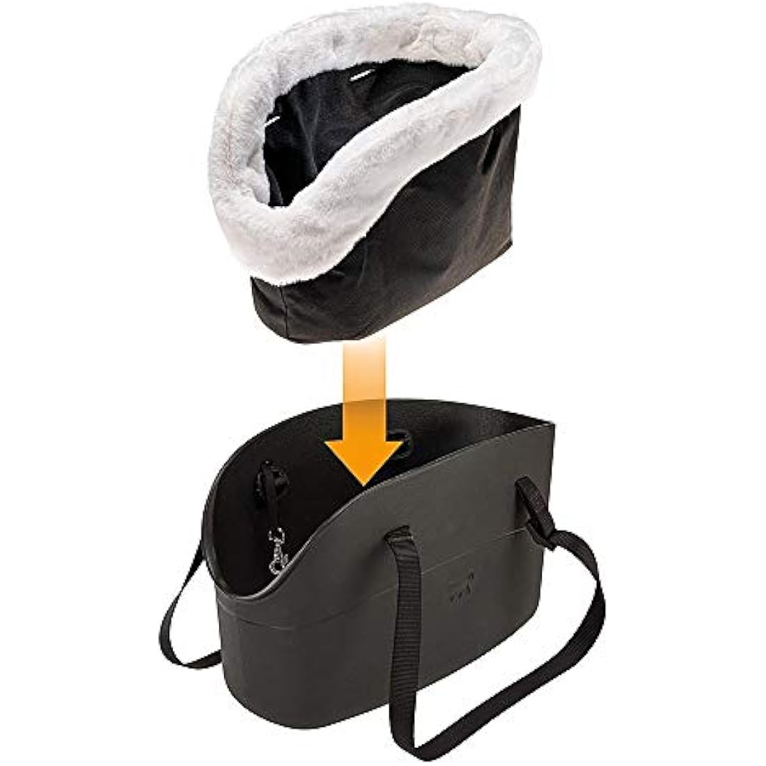 Ferplast With-Me Winter Dog Carrier – Faux-Fur Lined EVA Bag, Black