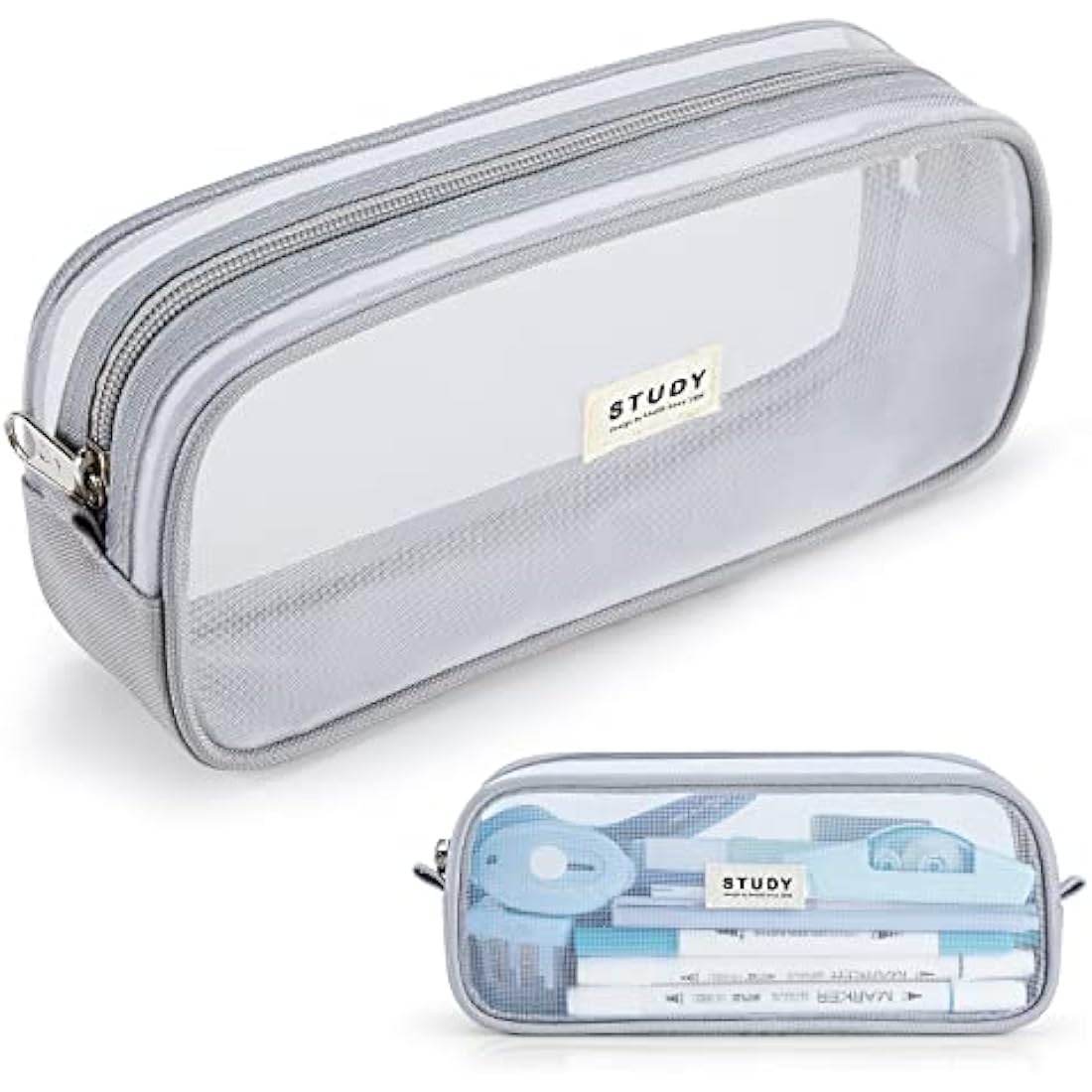 KALIDI Clear Mesh Pencil Case – Large Capacity Stationery Pouch