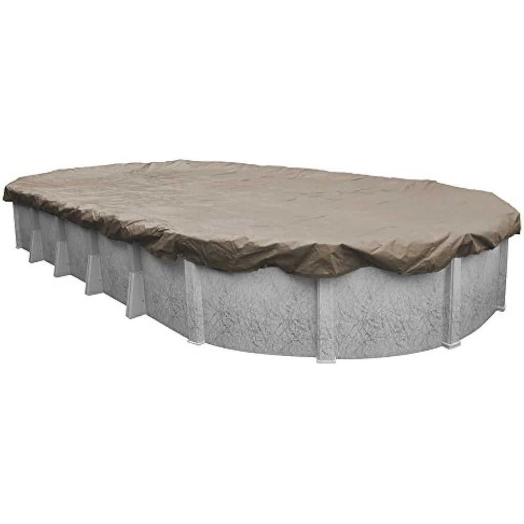 Pool Mate Heavy-Duty Oval Winter Pool Cover, Sandstone – 15 x 27 Ft