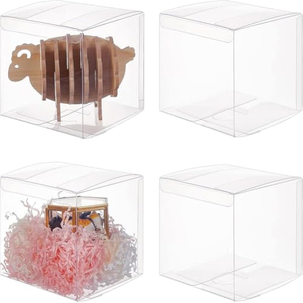 BENECREAT 10-Pack Clear PVC Cube Gift Boxes | 12x12x12cm Party Favors