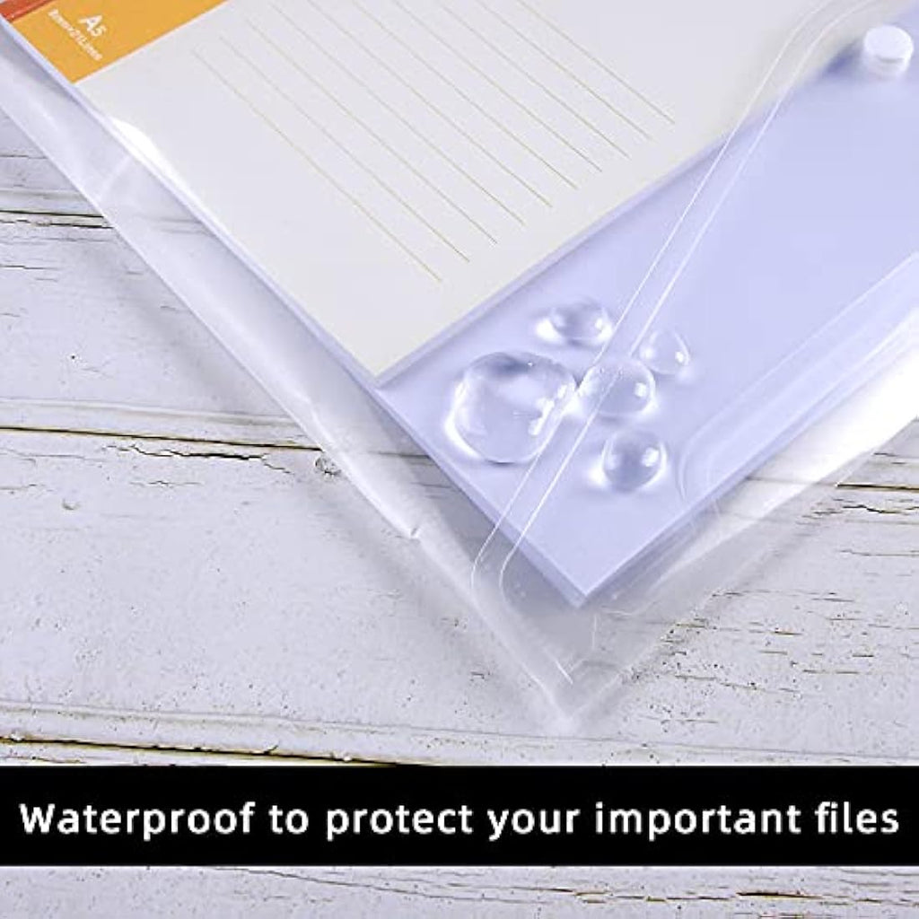 Jolof Store A4 Clear Plastic Popper Wallets - Document Folders, 6 Pack