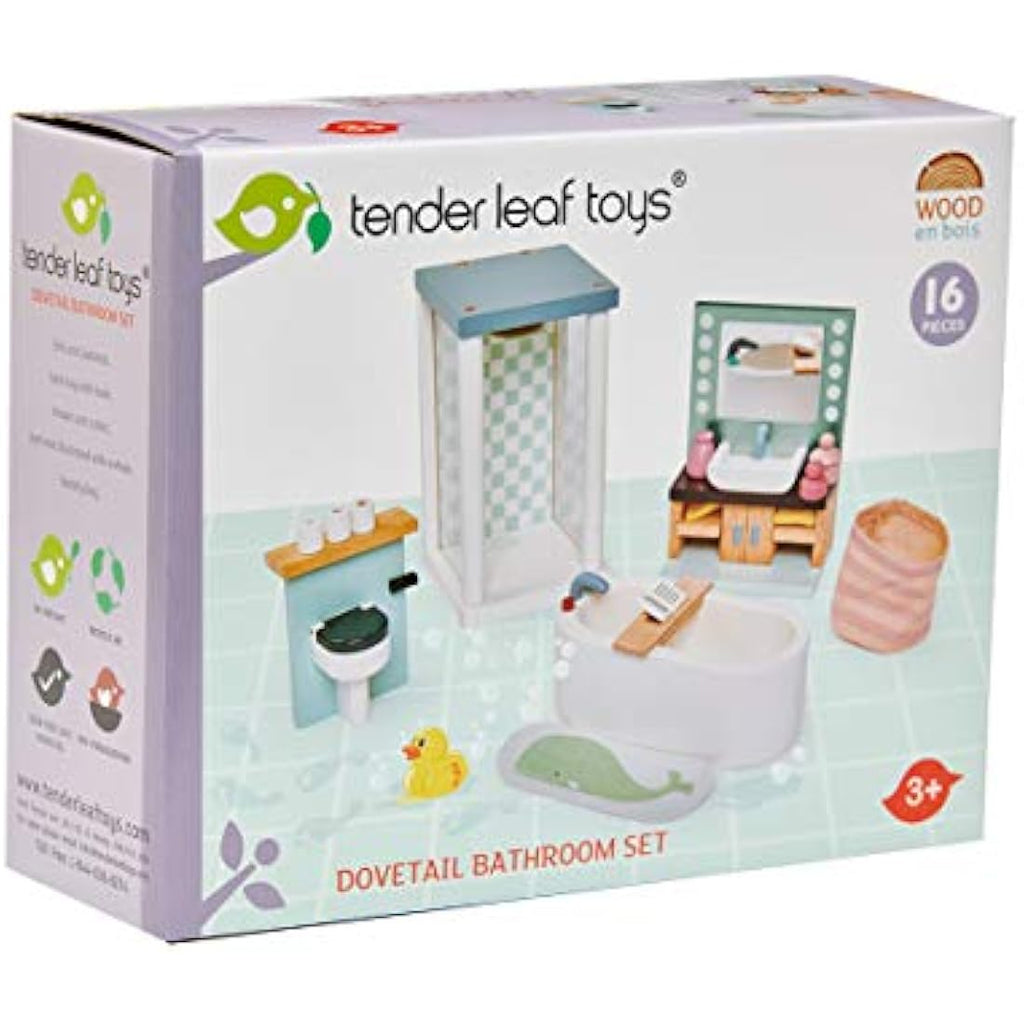 Tender Leaf Toys Wooden Dollhouse Bathroom Furniture Set - 4 Pieces