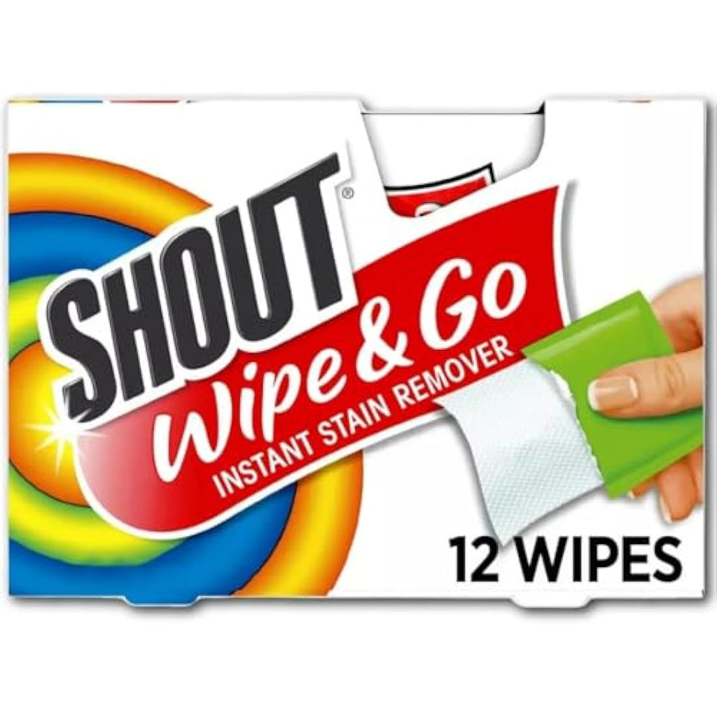 Shout Portable Stain Treater Towelettes – 12 Count Travel Wipes