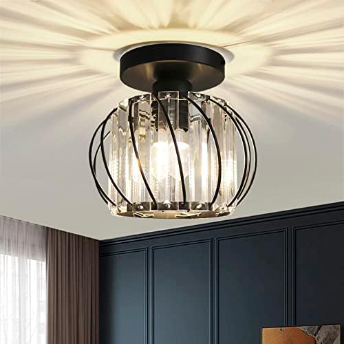 Crystal Chandelier Flush Mount Ceiling Light, Black – 2 Pack