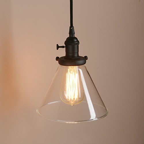 Industrial 3-Light Glass Pendant Chandelier – Black Metal