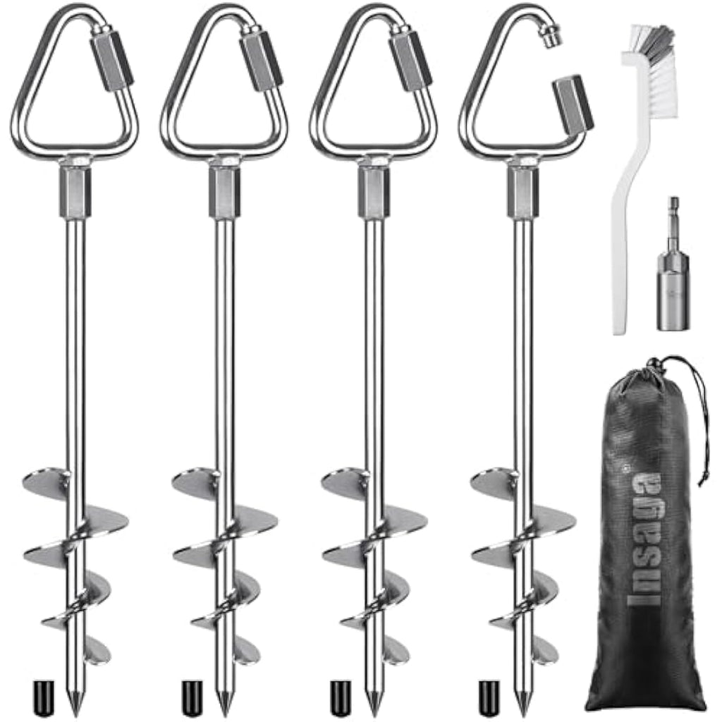 Insaga Heavy Duty Ground Anchors | 44cm Spiral Tent Pegs for Trampoline