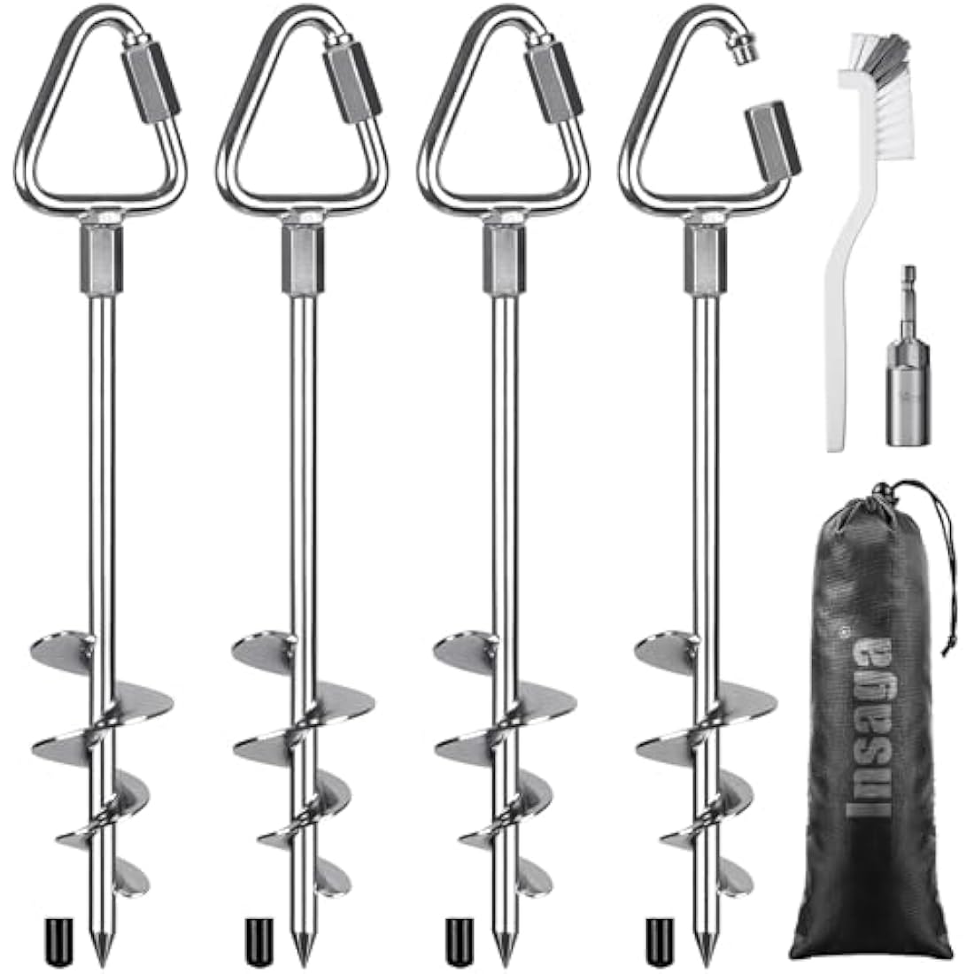 Insaga Heavy Duty Ground Anchors | 44cm Spiral Tent Pegs for Trampoline