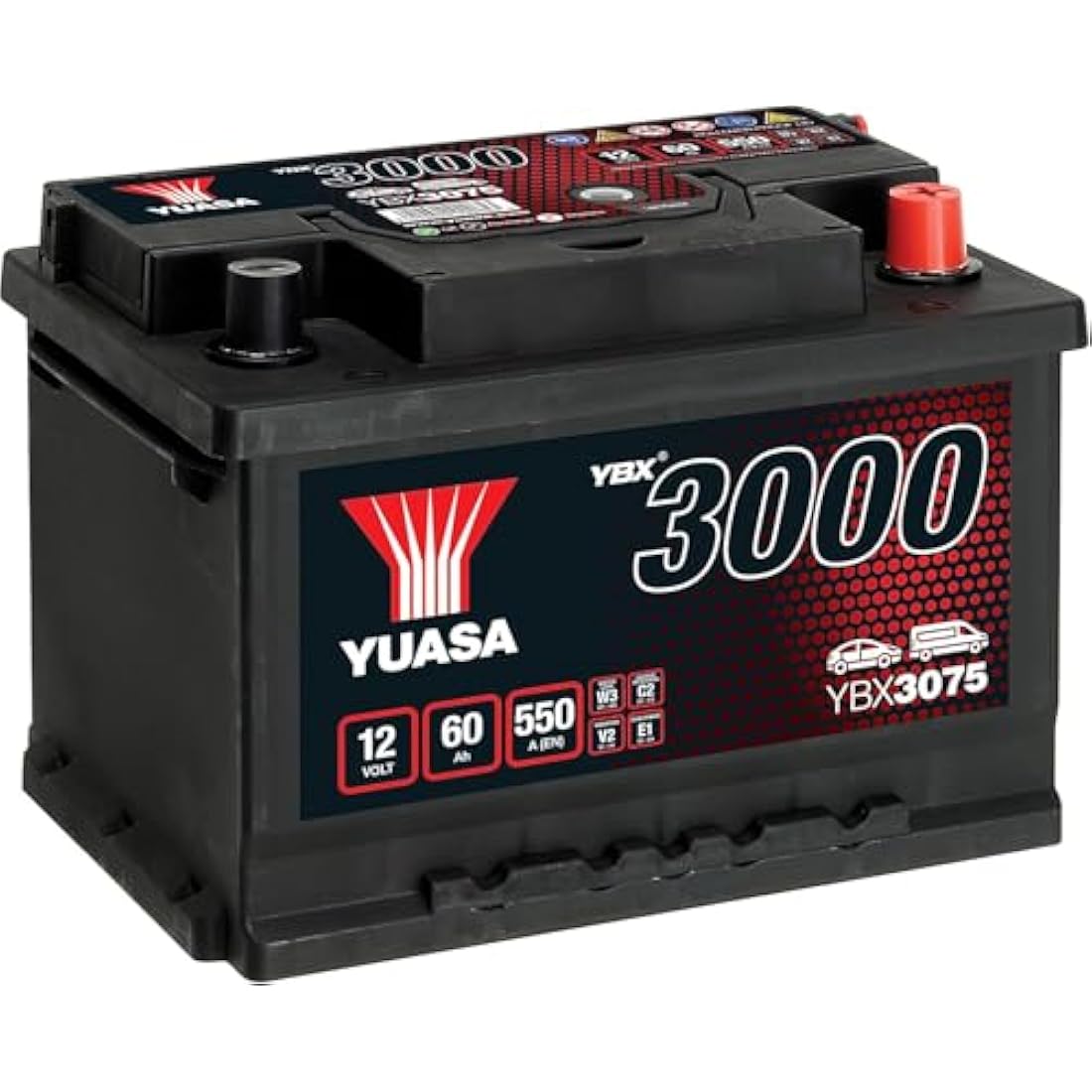 Yuasa YBX3075 12V 60Ah 550CCA Maintenance Free Car Battery