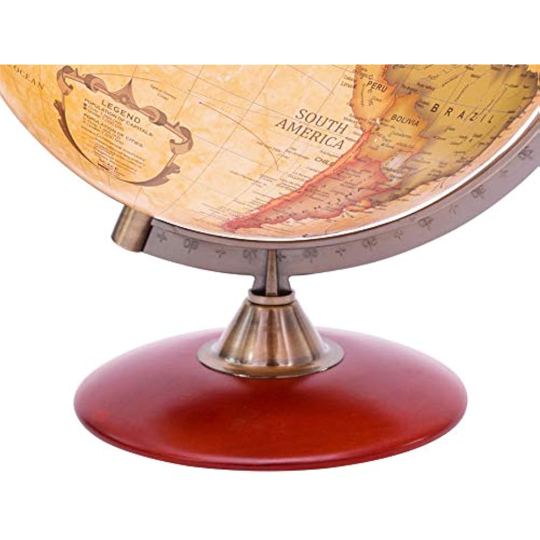 Exerz 30cm Antique World Globe | Rotating Vintage Map with Wood Base