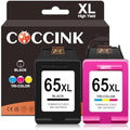 COCCINK 65XL Remanufactured Ink Cartridges for HP DeskJet & Envy | 2-Pack