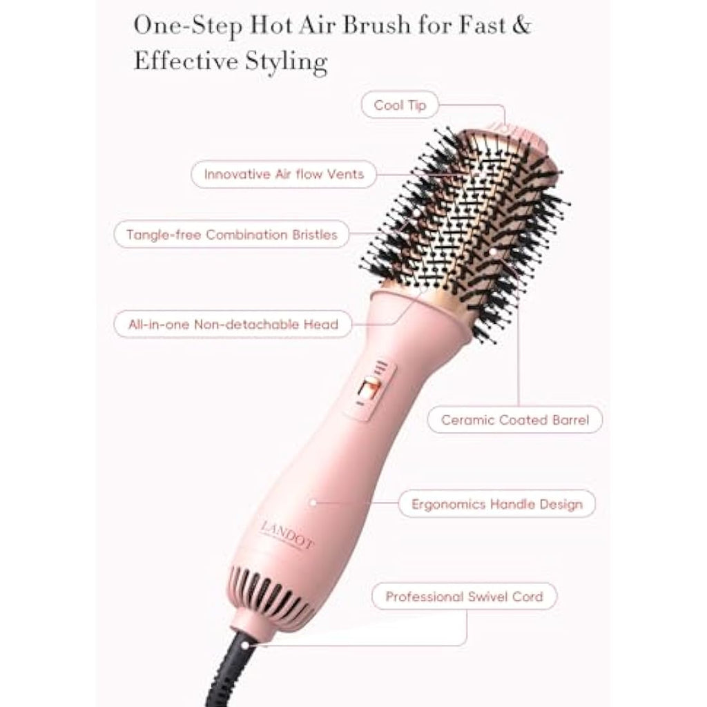 LANDOT Upgraded Plus 2.0 Hot Air Brush | 4-in-1 Hair Dryer Volumizer