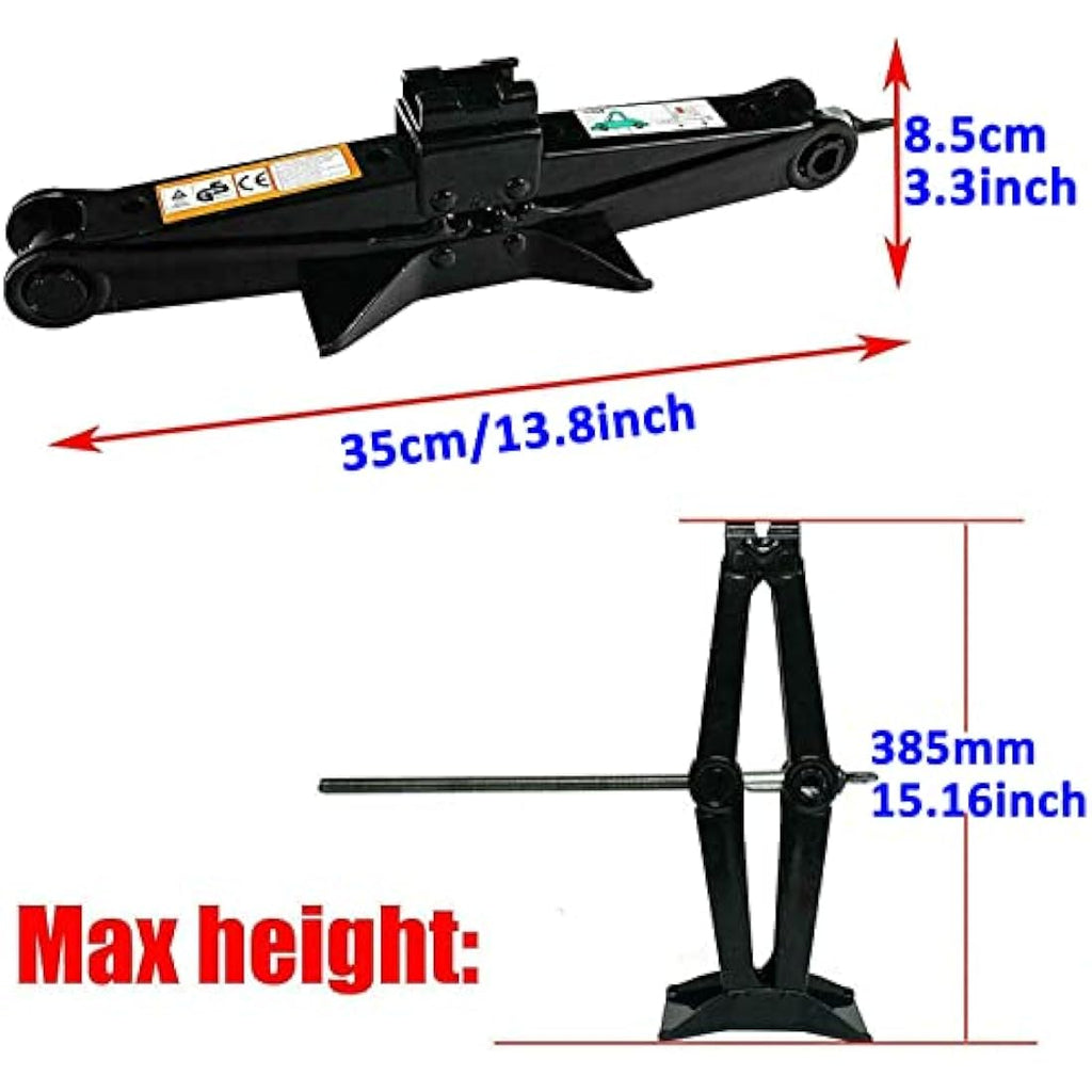 Jolof Store 2 Ton Steel Scissor Jack with Crank Handle for Cars