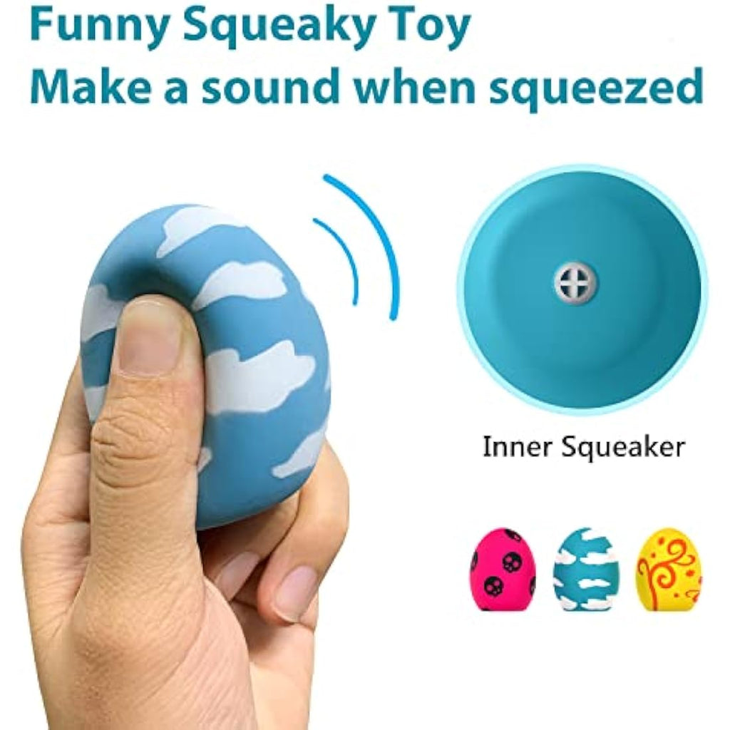 Jolof Store Dog Squeaky Toy – 3 Pack Latex Bouncy Egg Balls for Puppies