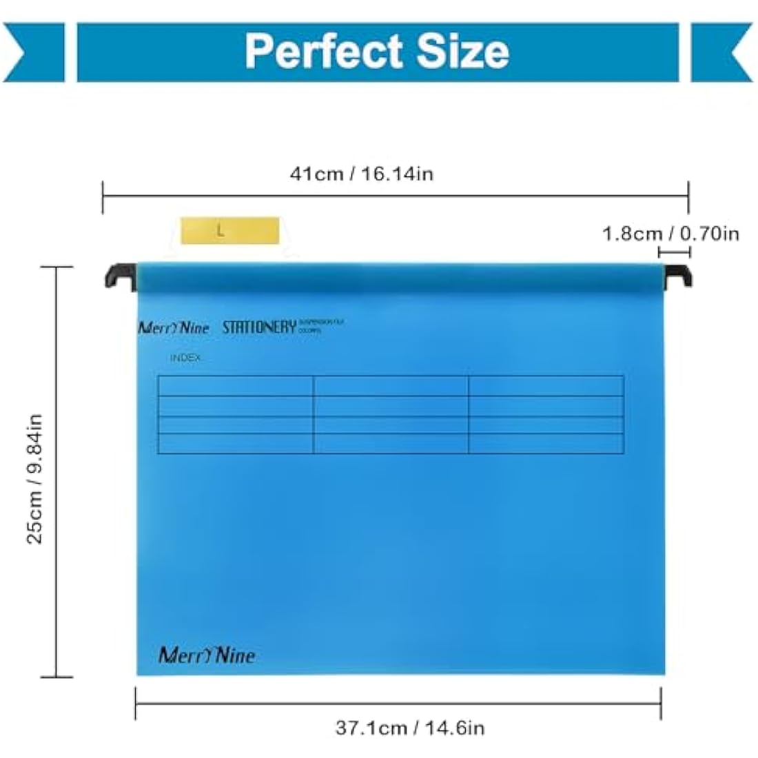 MerryNine 15PCS Foolscap Suspension Files - Blue Poly Hanging Folders
