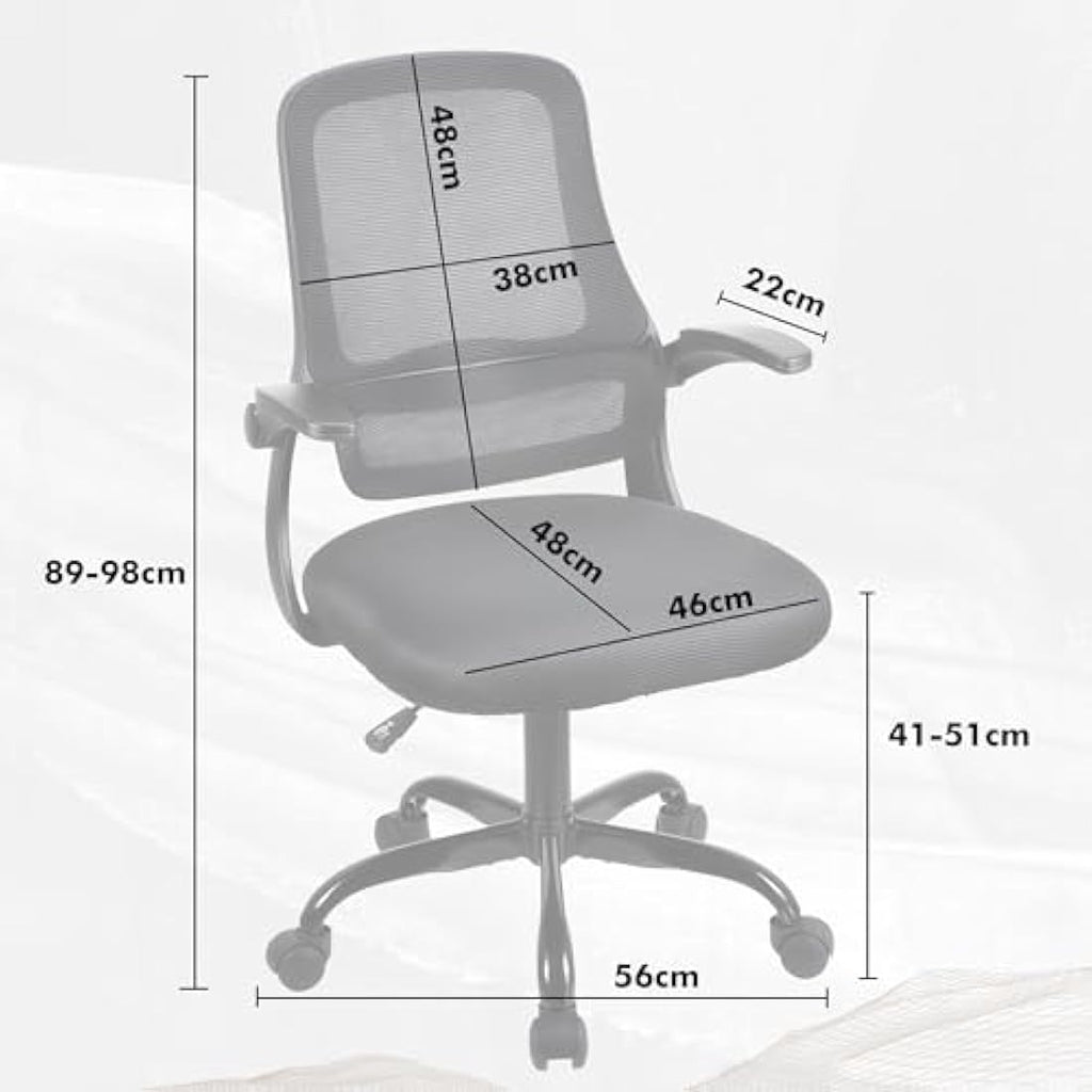 T-THREE Ergonomic Mesh Office Chair – Swivel Desk Seat with Lumbar Support
