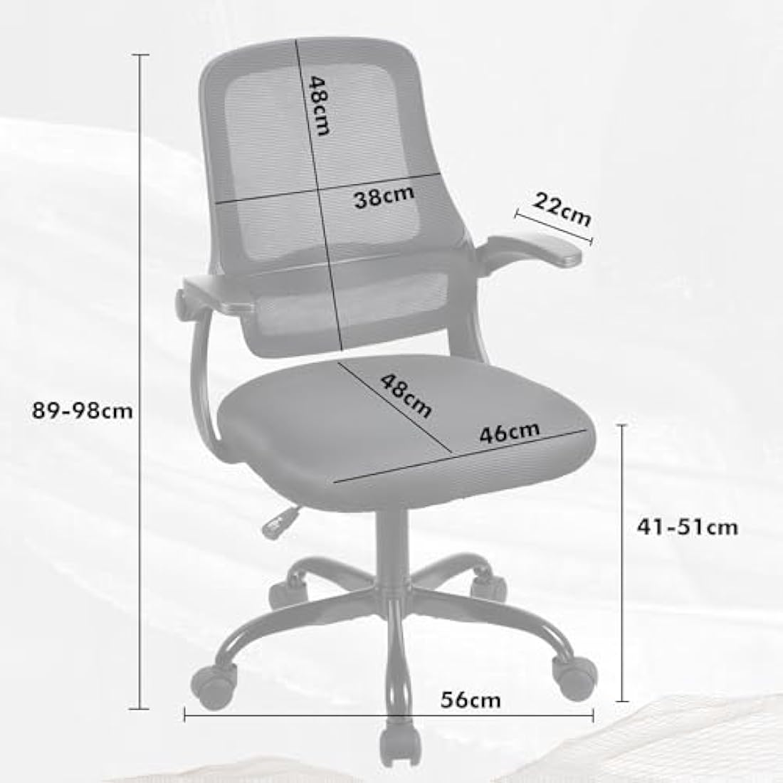 T-THREE Ergonomic Mesh Office Chair – Swivel Desk Seat with Lumbar Support