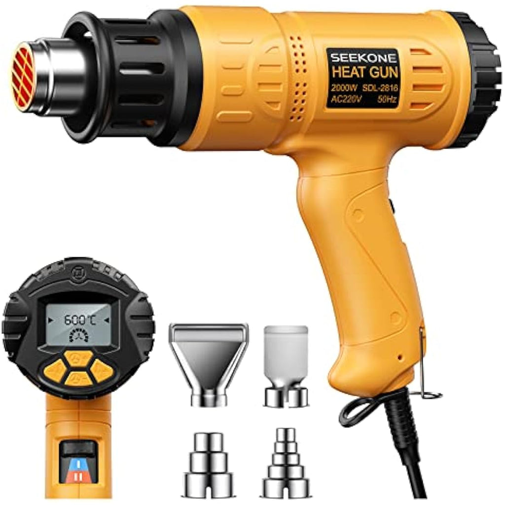 SEEKONE 2000W Digital Heat Gun | Variable Temp 50-600℃ LCD Display