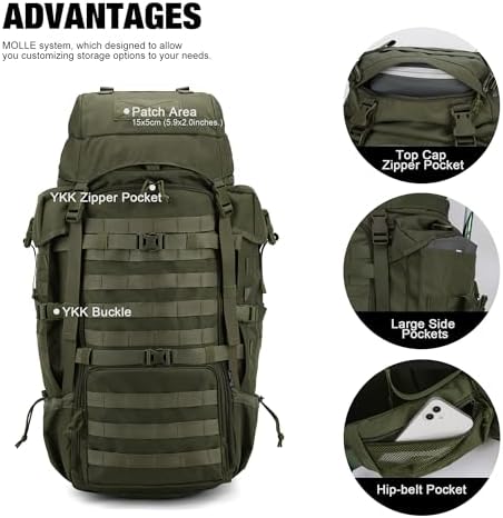 Tactical Military Rucksack - Large Molle Hiking Backpack