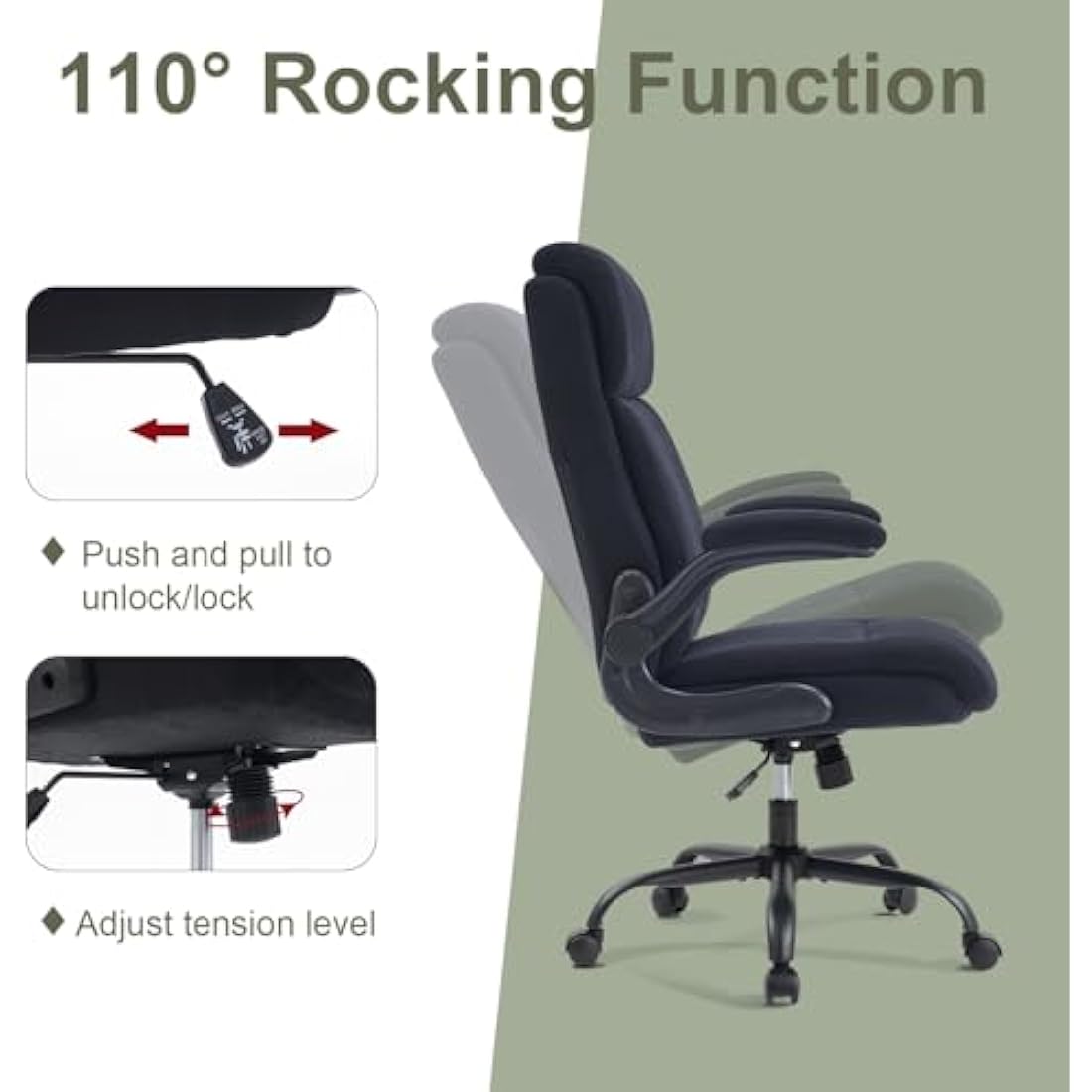 CASTLOVE Ergonomic Office Chair – Fabric Desk Chair with Flip-Up Arms