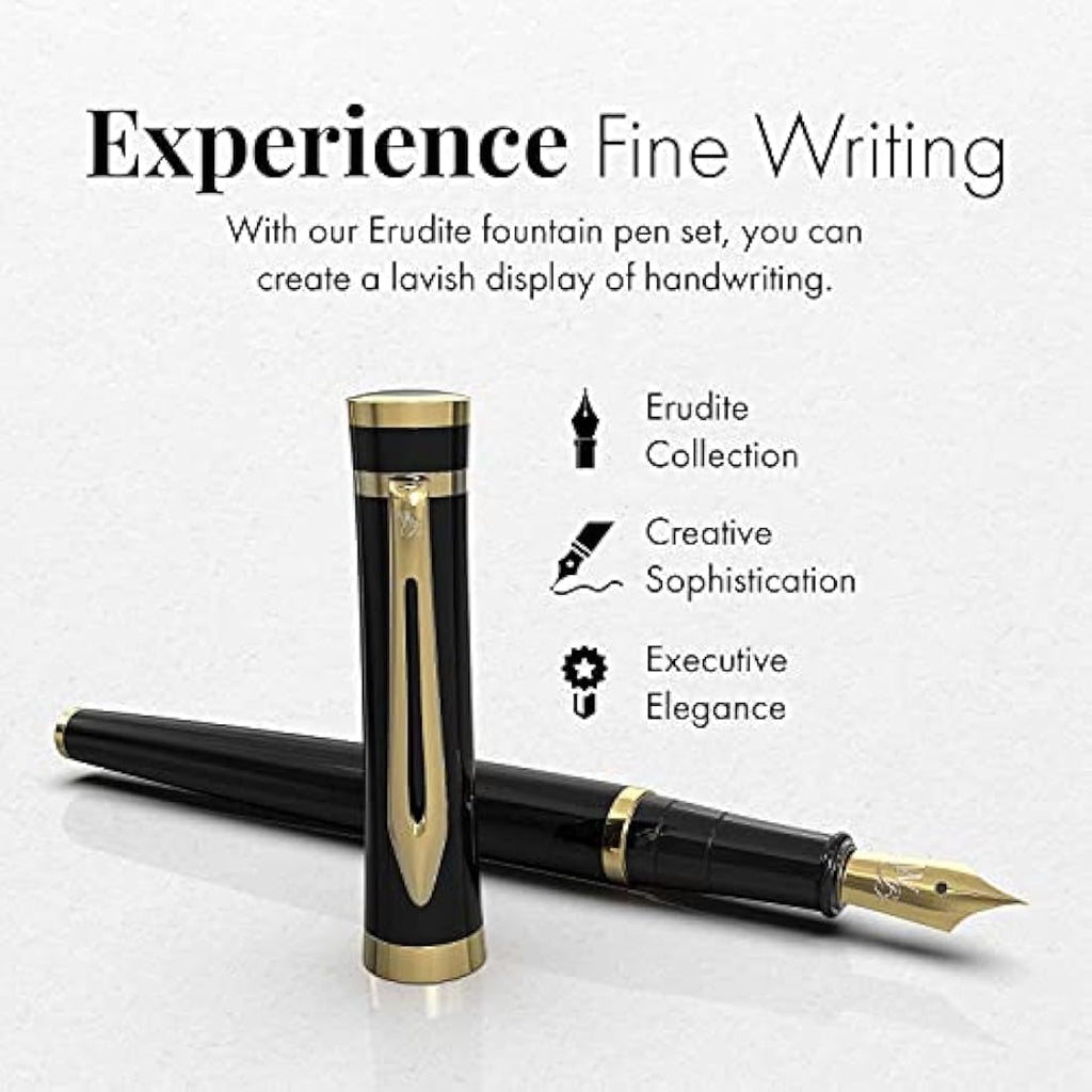 Wordsworth & Black Fountain Pen Set – 18K Gilded Nibs & Ink Refills