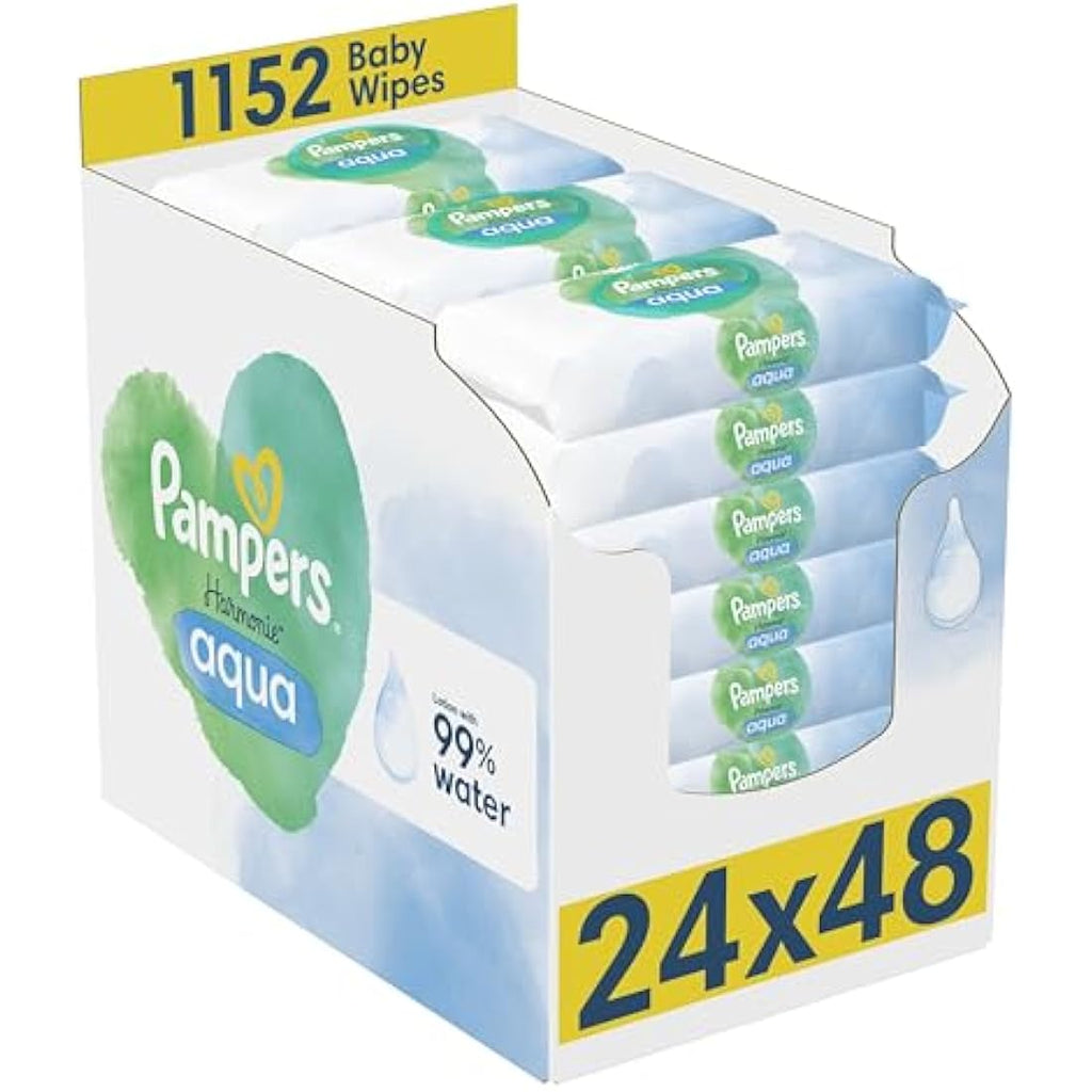 Pampers Harmonie Aqua Plastic Free Baby Wipes – 24 Packs (1152 Wipes)
