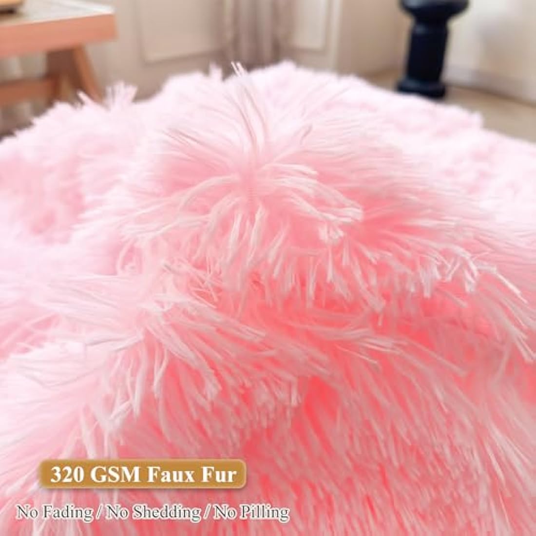 XeGe Faux Fur Bean Bag Cover – Fluffy Plush Stuffed Animal Storage, Pink