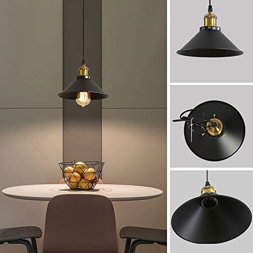 DELIPOP Industrial 3-Light Vintage Pendant Light – Black Metal E27