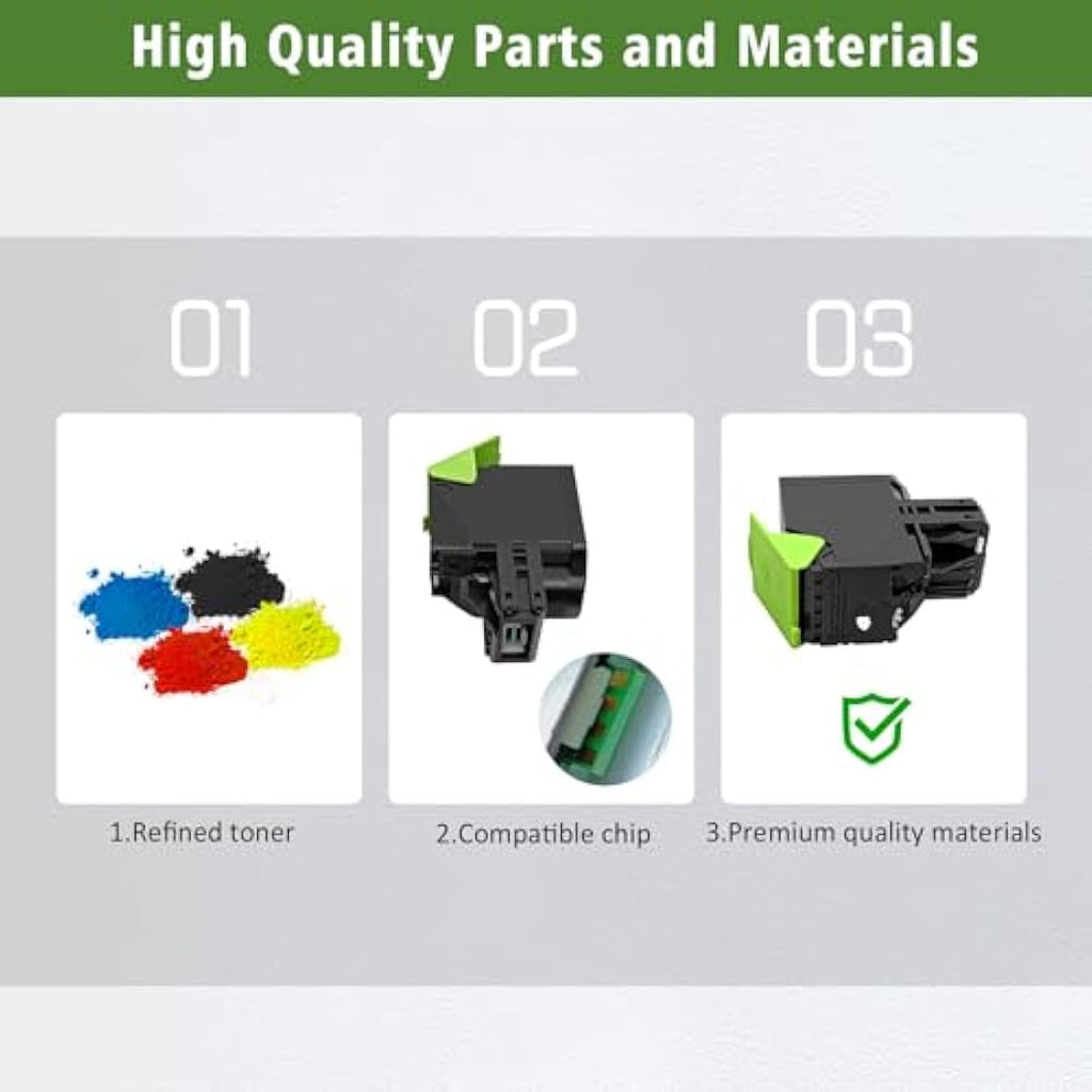 Jolof Store Compatible Toner Cartridge 4-Pack for Lexmark CS421 CS521 CX622
