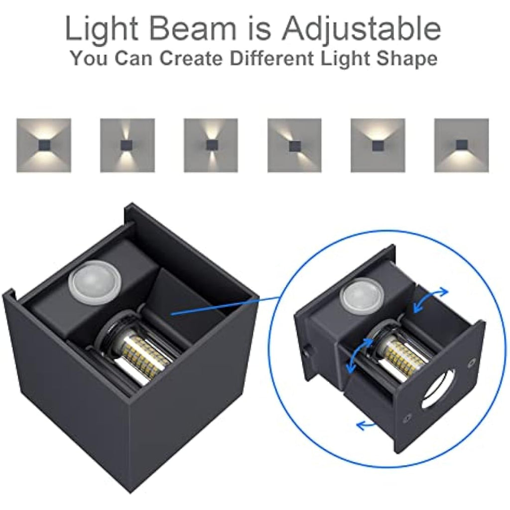 Klighten Outdoor Wall Light with Motion Sensor - IP54 Waterproof 2PCS