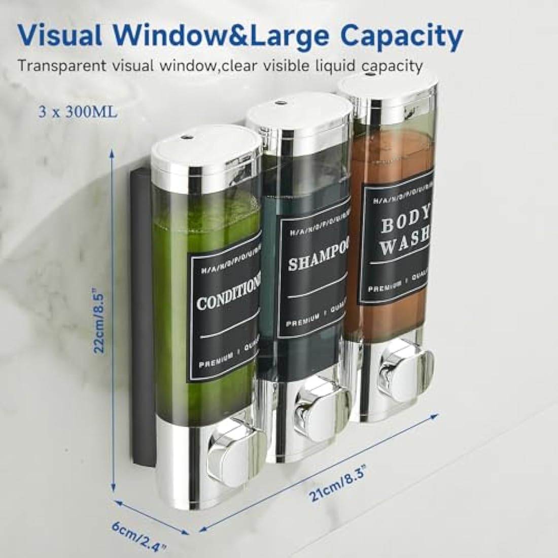 Jolof Store 3 Chamber Shower Shampoo Dispenser – Wall Mounted Chrome