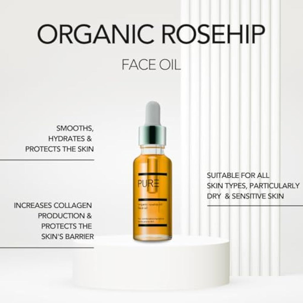 PURE Spa Skincare Organic Rosehip Oil – Cold-Pressed Face & Body Oil 30ml