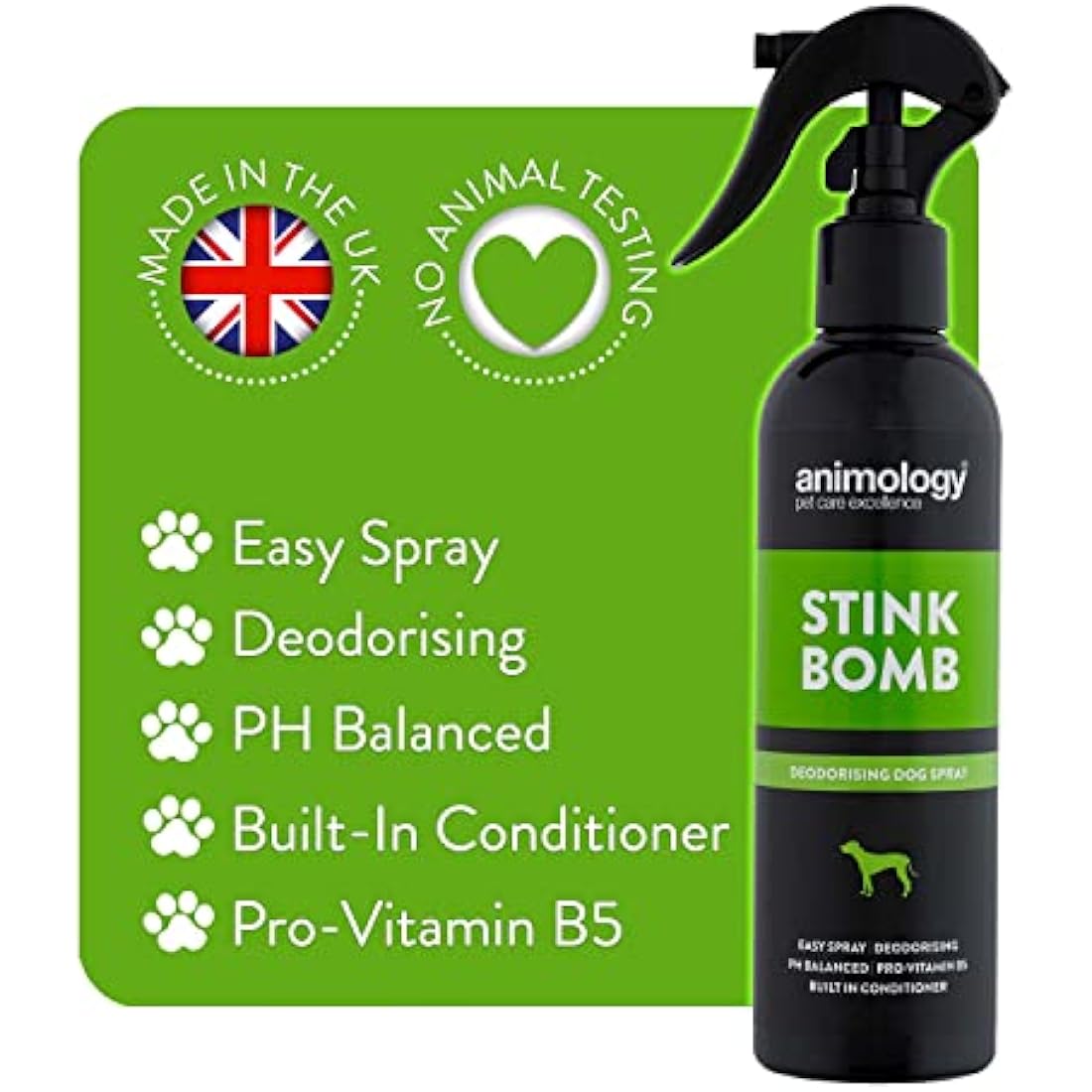 Animology Stink Bomb Deodorising Dog Spray - Vegan Odor Eliminator 250ml