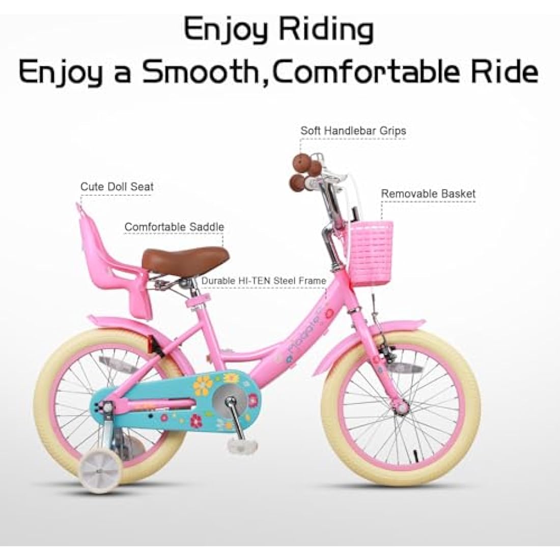 Glerc Maggie 16 Inch Girls Bicycle with Doll Seat and Basket