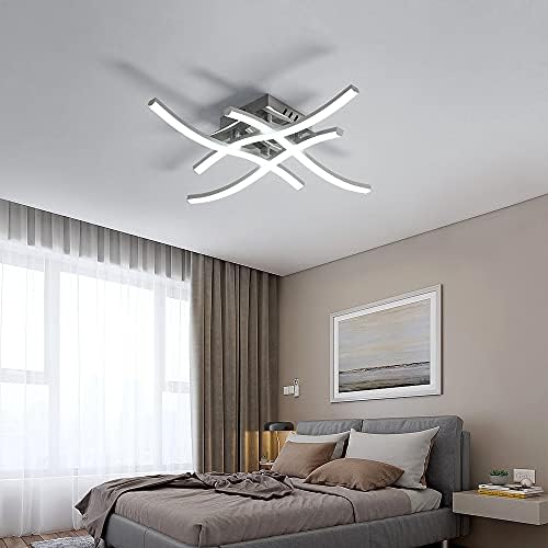 Dorlink Modern LED Ceiling Light – Dimmable Curved Chandelier with Remote