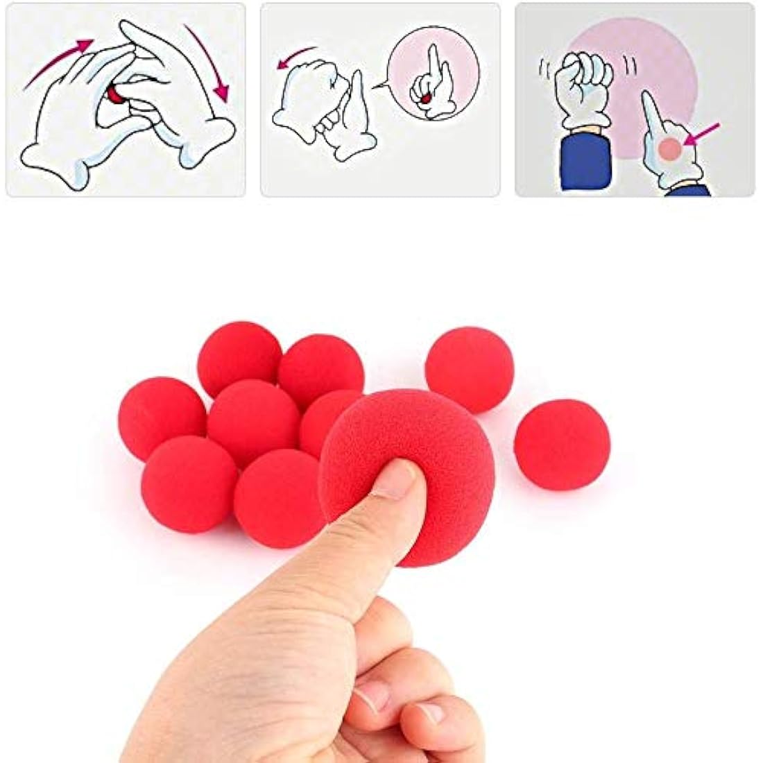 Magic Sponge Balls – 10Pcs Soft Red Finger Trick Props