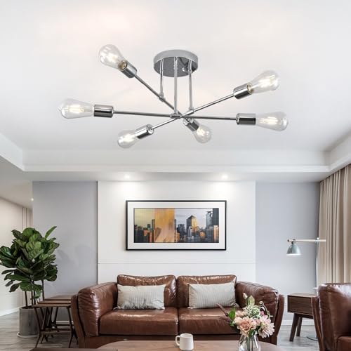 Hudi Fyier 6-Light Sputnik Chandelier | Mid-Century Modern Ceiling Light